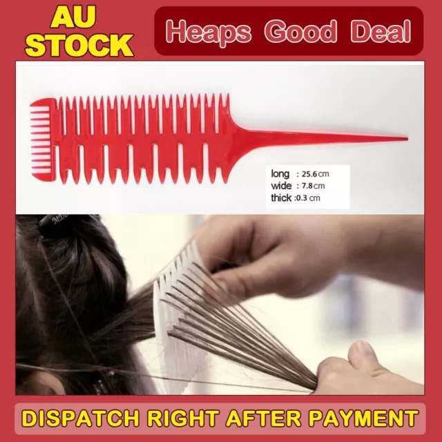 Carbon Antistatic Comb Professional Tool Salon Use Applying Highlight Red AD