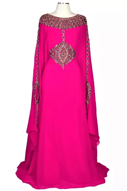 Saldi Reale Marocchino Dubai Caftani Abaya Abito Molto Decorato Lungo MS-10199