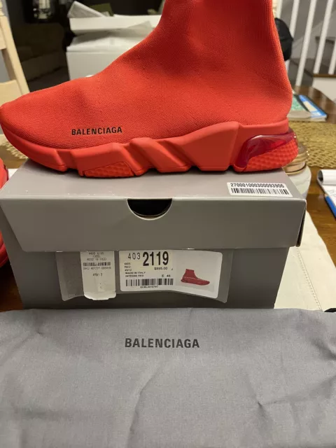 Size 12 - Euro 45 - Balenciaga Speed Knit Sock Trainer Intense Red- New in Box