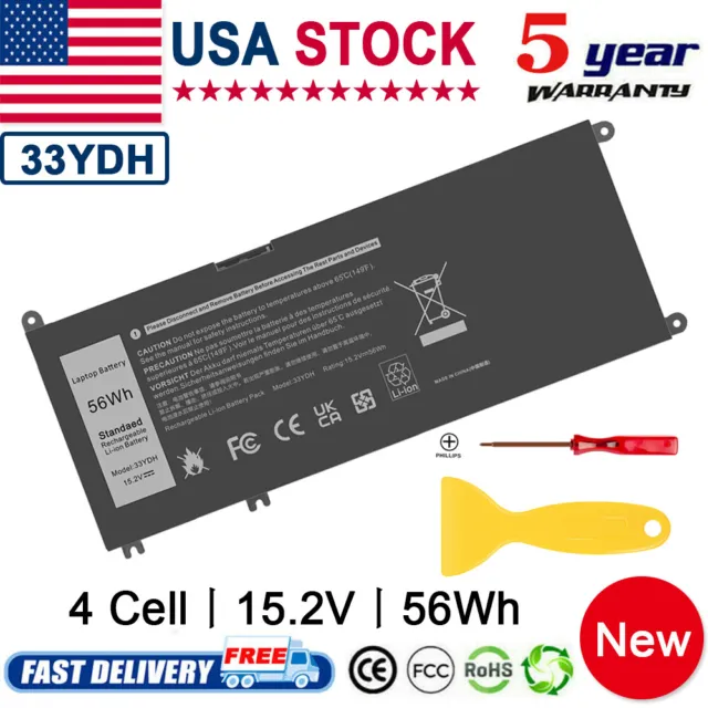 33YDH Battery/Charger for Dell Inspiron 7577 Latitude 3380 3480 3490 3580 3590