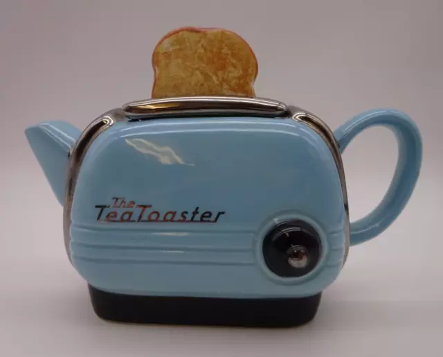 Vintage Swineside Teapottery The Tea Toaster Novelty Teapot Pale Blue Signed #6