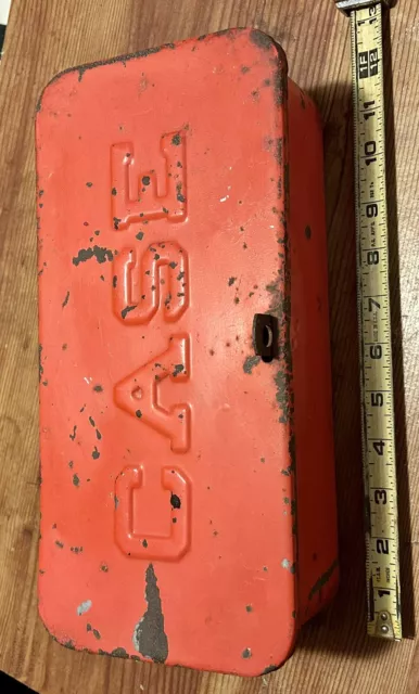 Antique Case Tractor ORIGINAL EMBOSSED lid tool box 12” By 6” By 3” Appx