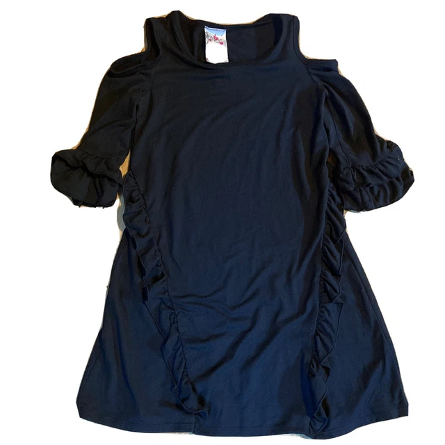 Girls kids black dress sise 8 Jenna & Jessie Cold Shoulder