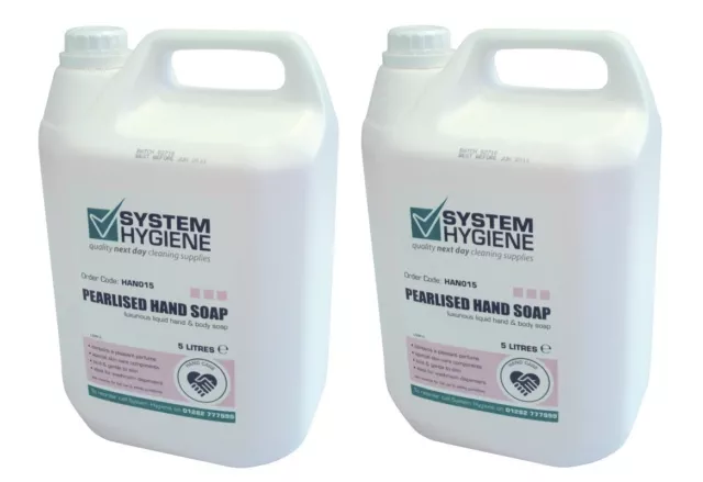 2 x System Hygiene Pearlised Luxury Pink Liquid Hand Soap and Body Wash 5Ltr