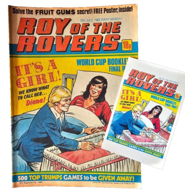 Roy Of The Rovers 10Th July 1982 Paper Comic With Front Cover Postcard
