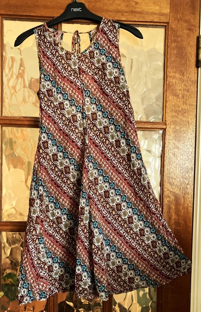 VGC Ladies GLAMOROUS Deep HENNA TERRACOTTA ARABIC TRIBAL TILE PRINT Dress 10