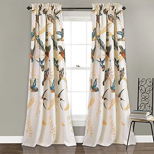 Bird Breeze Room Darkening Window Curtain Panel Set, 84&quote; x 5...