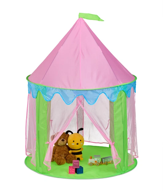 Cabane Enfant en Bois Blanc avec Tente Tissu - Maison de Jeu Montessori