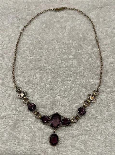 Fermoir Ancien Pour Collier 1 Rang En Métal Argenté Avec Verroterie - état Vintage