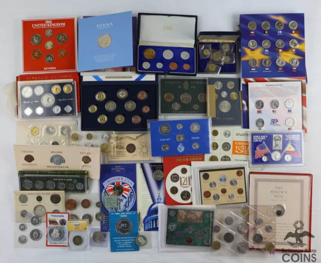 Lot of 30: World Coins & Sets, India Austria Philippines & More! ASW ~4.08oz