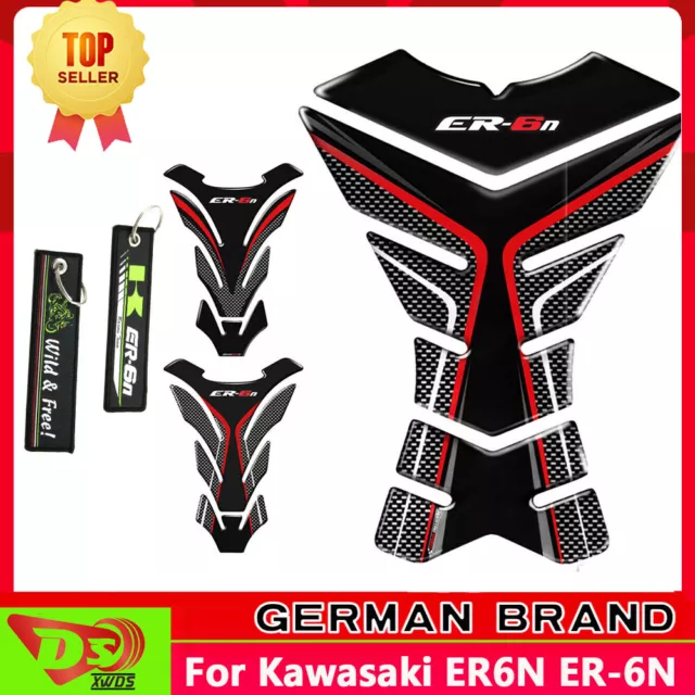 For Kawasaki ER6N ER-6N New 3D Tank Traction Gas Pad Knee Fuel Side Grips Decals