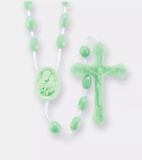 Economical  Glow in Dark Plastic Rosary Beads with Black Case ROSARIES