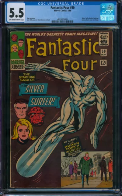 Fantastic Four #50 ⭐ CGC 5.5 ⭐ Silver Surfer vs. Galactus Silver Age Marvel 1966