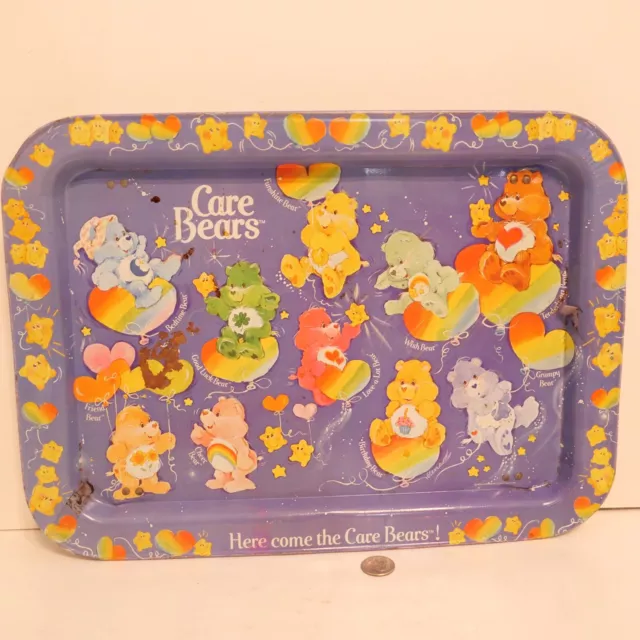 Care Bears 1985 Vintage American Greetings Metal Tin Lap TV Tray footed