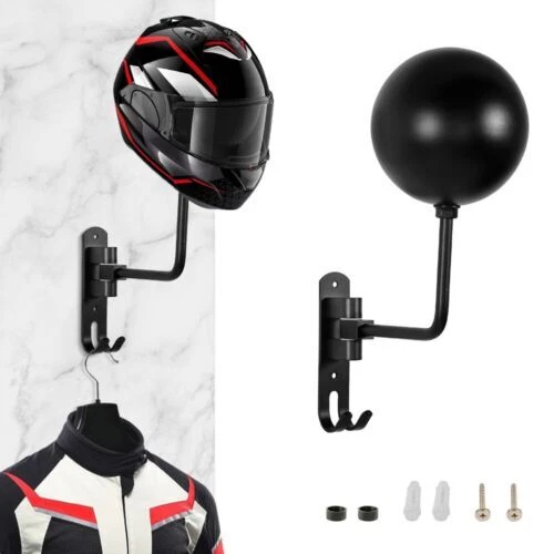 Steel Wall Mount Motorcycle Bike Helmet Rack Holder Hook Hanger Stand Display
