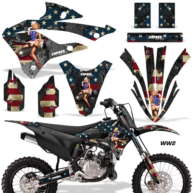 Dirt Bike Decalcomania Grafica Kit Adesivo Per Kawasaki KX85 & KX112- 22 -up WW2