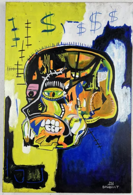 Jean-Michel Basquiat (Handmade) Painting on canvas signed & stamped