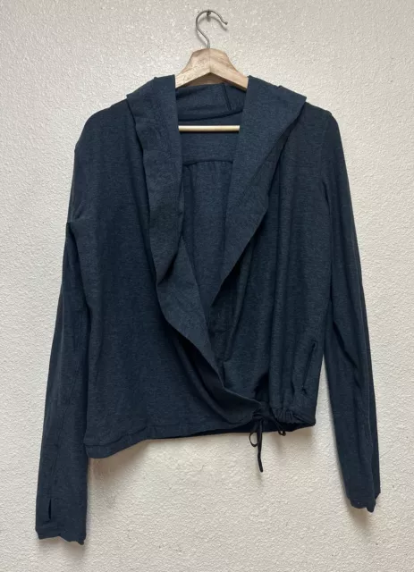 Lululemon Ready To Rulu Wrap Heathered Nocturnal Teal Green Zip Pocket Hood Sz 4