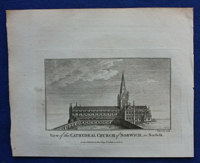 Original antiker Druck NORWICH KATHEDRAL, BOSWELL, 1786