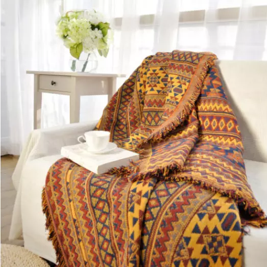 UK Boho Sofa Blanket Throw Bohemian Chair Cover Towel Soft Cotton Tapestry 2024