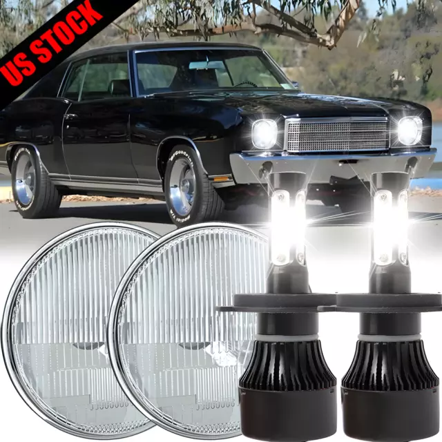 7" Round LED Headlight Bulbs High Low Beam For Chevrolet Monte Carlo 1970-1975