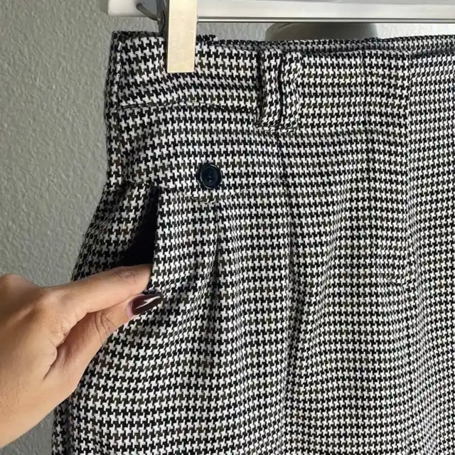 Topshop High Waisted Houndstooth Cuffed Trousers 3
