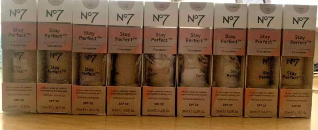 No7 stay perfect foundation all skin types - medium coverage SPF 30 - 30ml BOXED