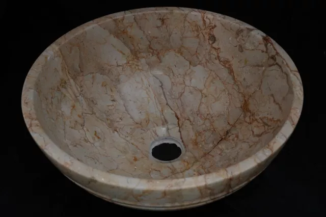 Modern Natural Stone Bathroom Vessel Sink Round Travertine Marble