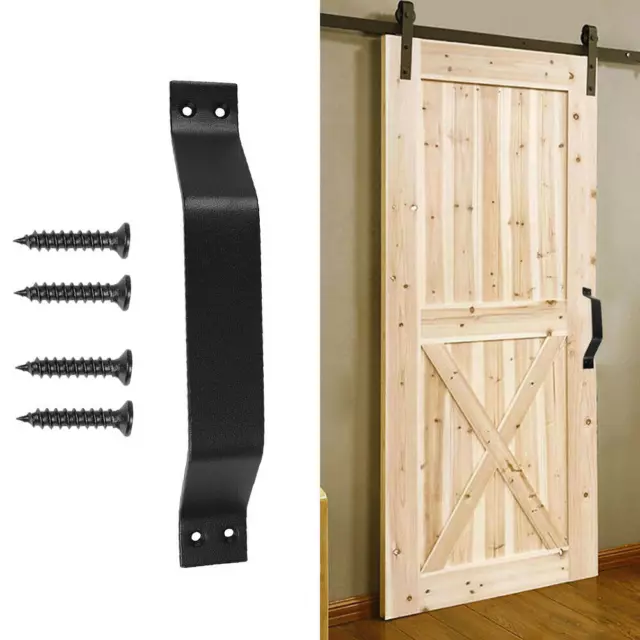 9" Rustic Sliding Barn Gate Door Handle Pull Hardware Set Cast Iron Matte Black