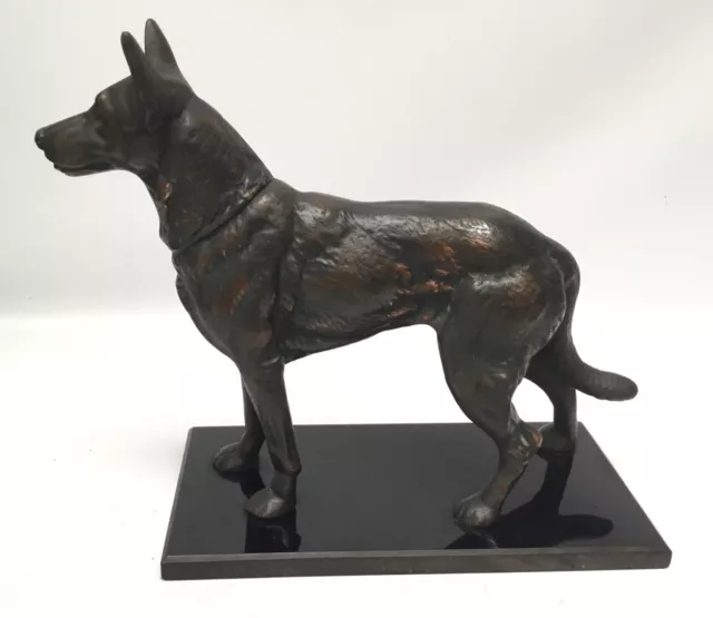 Vintage Bronze German Shepherd Statue On Base 8 lbs