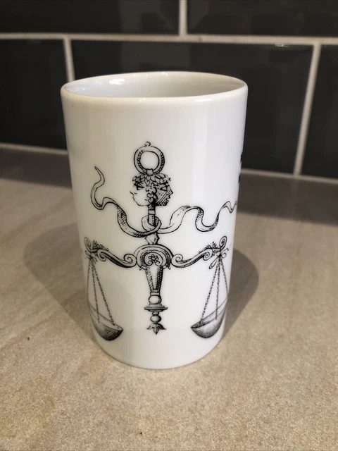 Astrology Libra Star Sign Ceramic Brush Pot  / Pencil Pot. 4” Tall. 2.25” Wide.