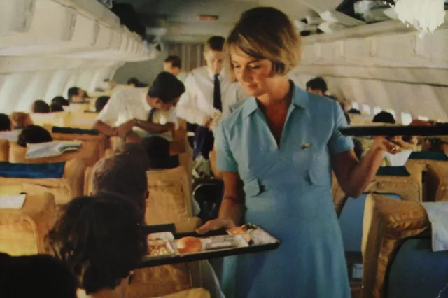 AK Airliner Postcard, LUFTHANSA Service on a Boeing aircraft, airline issued