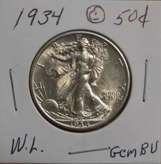 1934 Walking Liberty Half Dollar-Gem Bu - Gem Brilliantly Uncirculated