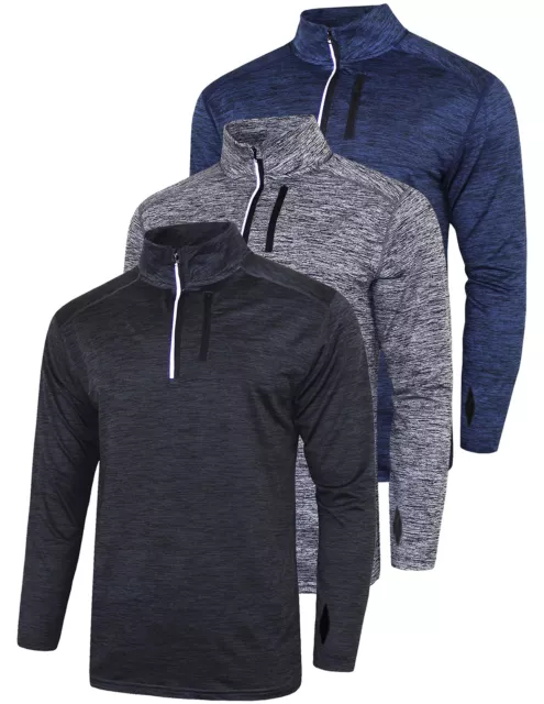 PACK OF 3 Men's Performance Quarter Zip Pullovers with Pockets, Quick ...