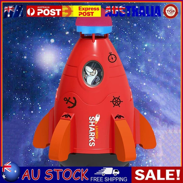 Space Rocket Sprinklers Rotating Water Powered Launcher Summer Fun Toys (Red)
