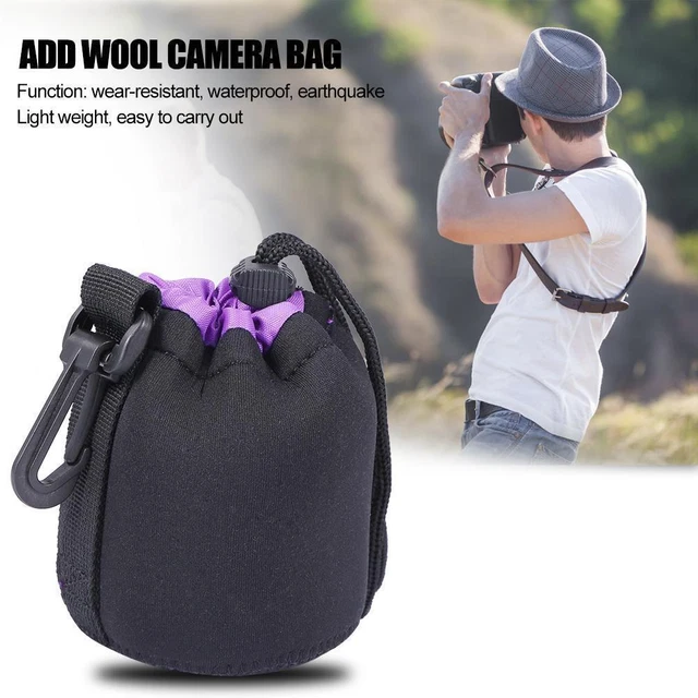 Neoprene Camera Lens Pouch Drawstring Waterproof Shockproof Soft Bag (S)