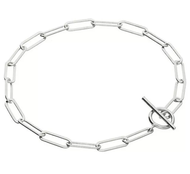925 Sterling Silver Paperclip Chain Bracelet  7.5" inch