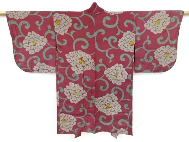 45934# Japanese Kimono / Antique Haori / Woven Flower Arabesque