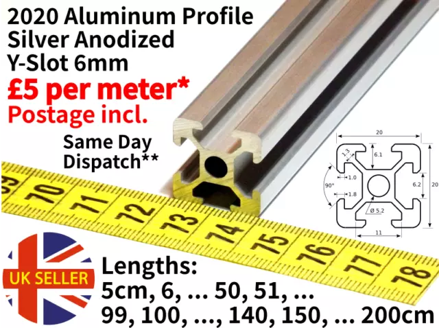 2020 Aluminium Extrusion Profile Y-SLOT - plus Accessories - Slot 6mm