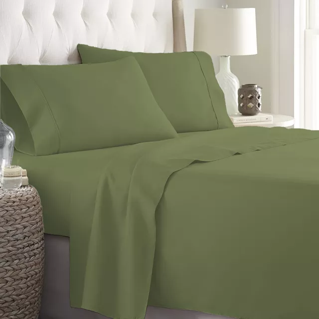 Classy Egyptian Cotton 1000TC Bedding Collection Select Size & Item Moss Solid