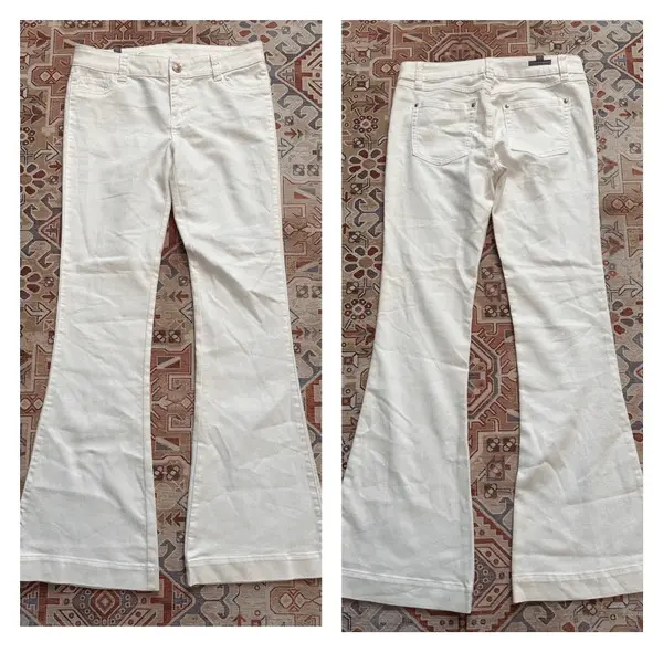 LC Lauren Conrad Womens Mid Rise Slim Stretch Flare Jeans White Size 6 long tall