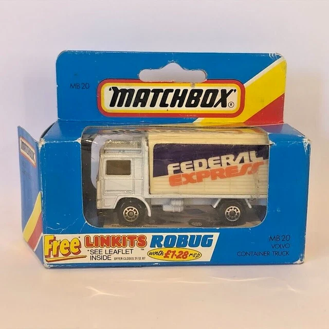 1981 MATCHBOX VOLVO Container Federal Express MB20 Vintage Original Box