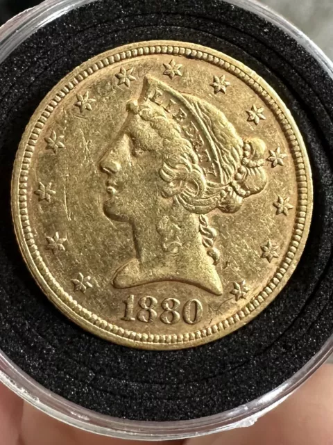 1880 Half Eagle, $5 Gold Liberty ** Free Shipping!