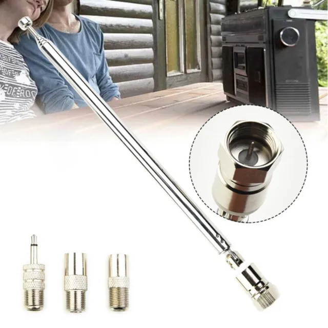 150-750mm Copper Telescopic Aerial Antenna Replacement + 3x Adapter For Radio FM