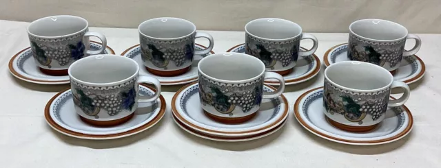 15 PCs Goebel Burgund Oeslauer Manufaktur Bavaria W Germany Cups & Saucers