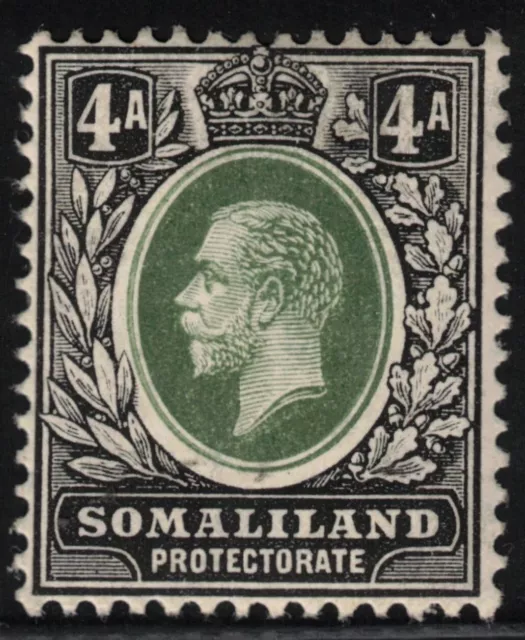 1913 Somaliland Protectorate Scott 56 4a Black and Green Mint MH