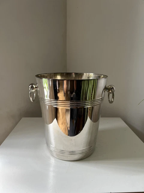 Seau à Champagne Vintage En Métal Argenté – Glacière Déco Rétro