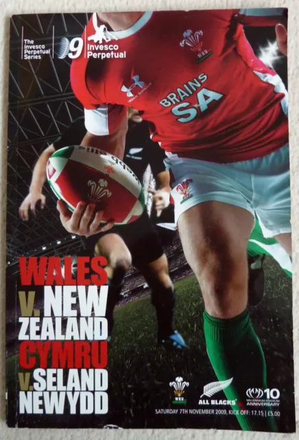 WALES v NEW ZEALAND Official Programme Rugby Union  Cardiff 7 November 2009