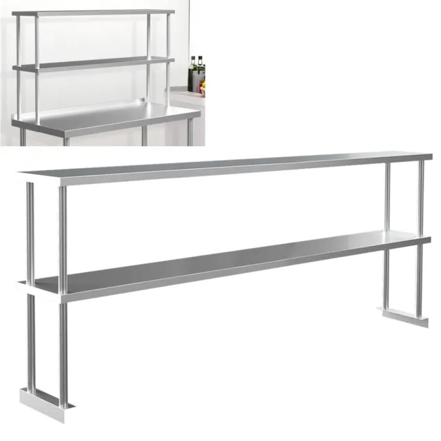 Commercial Catering Prep Work Bench Over Shelf Stainless Steel Kitchen Top Shelf