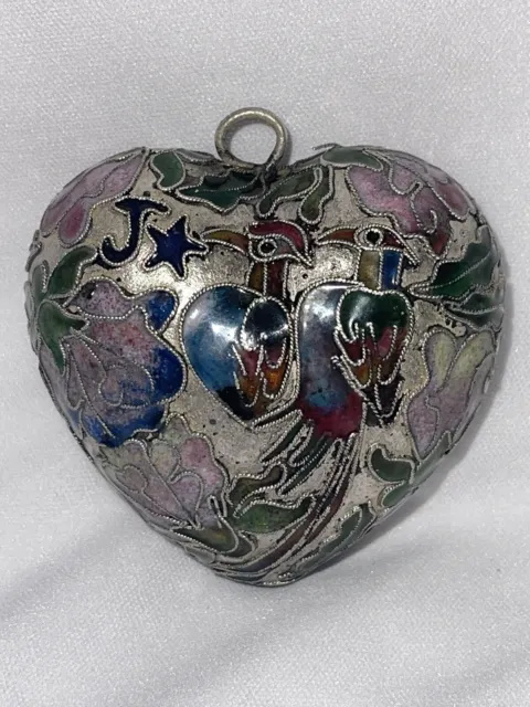 Victorian Peter Faberge Honored Enameled Copper Molded Heirloom Ornament Silver